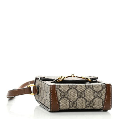 Gucci GG Supreme Monogram Mini Horsebit 1955 Crossbody Bag Beige Brown Sugar 4 of 12