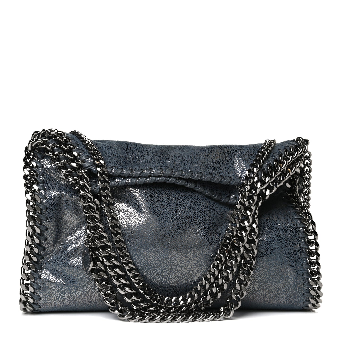 Metallic Shaggy Deer Mini Falabella Fold Over Tote Blue Lagoon