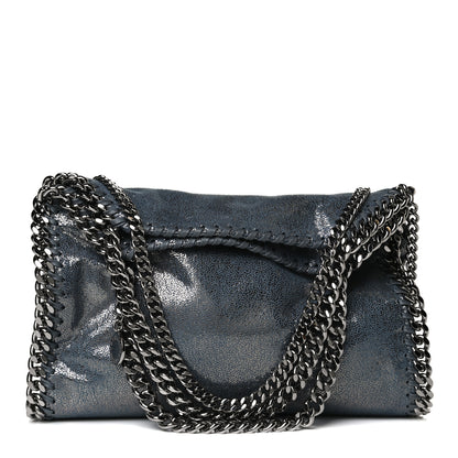 Stella McCartney Metallic Shaggy Deer Mini Falabella Fold Over Tote Blue Lagoon 1 of 11