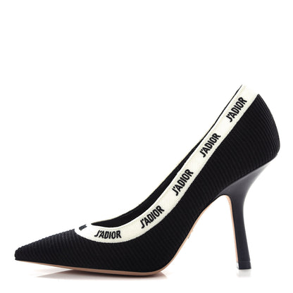Christian Dior Technical Canvas Ribbon Embroidered J'Adior 100mm Pumps 37 Black 1 of 13