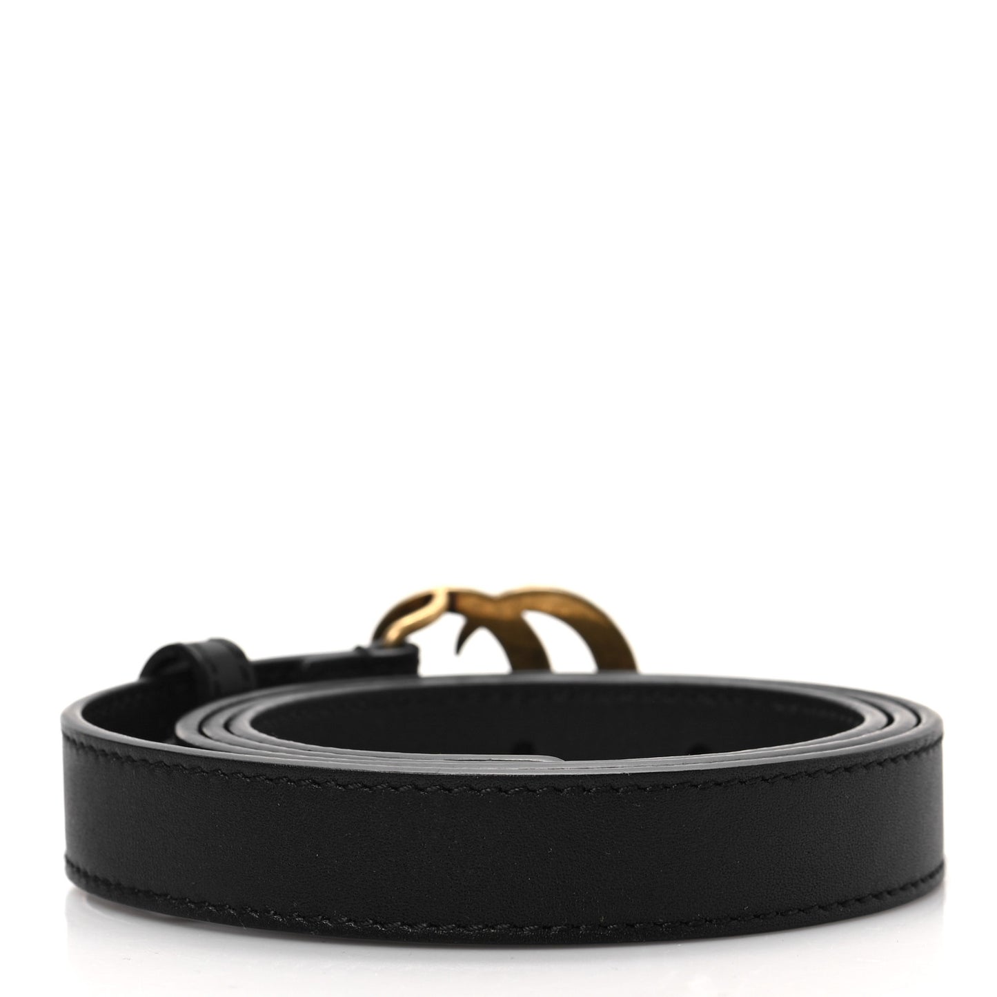 Calfskin Pearl Double G 20mm Belt 85 34 Black Cream