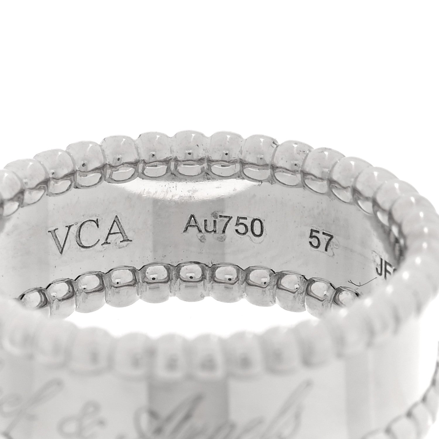 Van Cleef & Arpels 18K White Gold Perlee Signature Ring 57 8 5 of 5