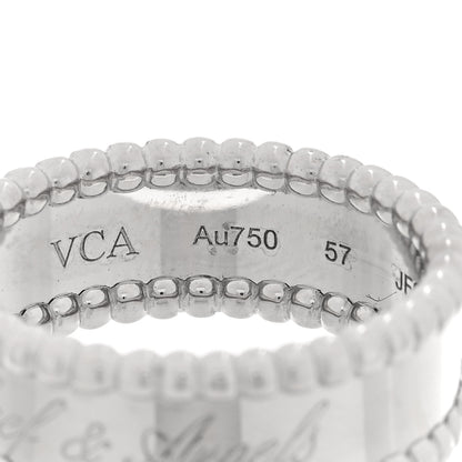 Van Cleef & Arpels 18K White Gold Perlee Signature Ring 57 8 5 of 5