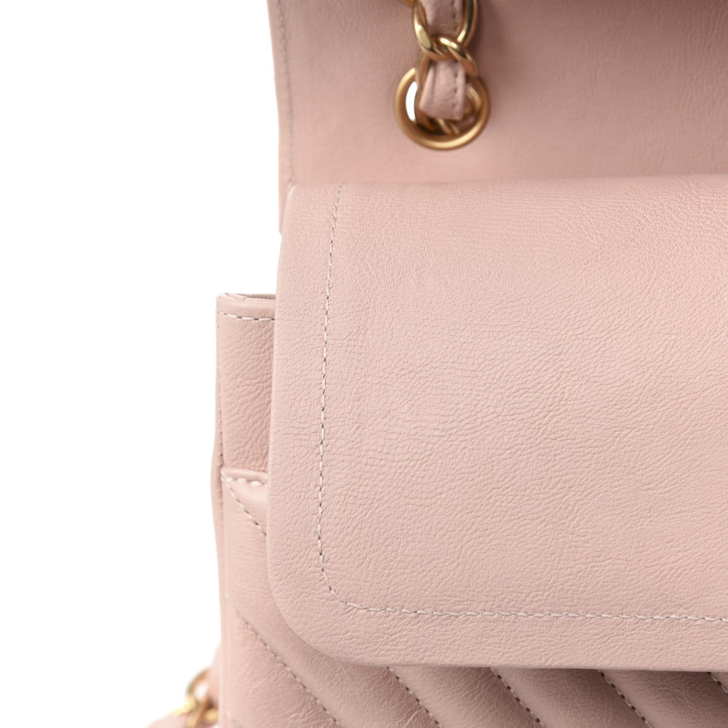 Calfskin Chevron Quilted Jumbo Double Flap Light Pink