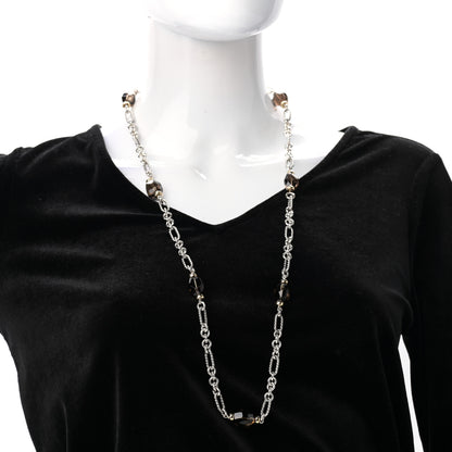 David Yurman Sterling Silver 18K Yellow Gold Smoky Quartz Figaro Station Link Necklace 2 of 4