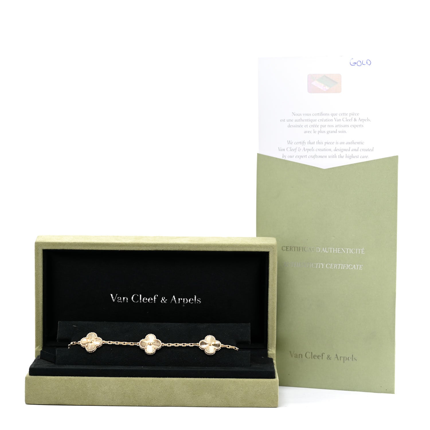 Van Cleef & Arpels 18K Yellow Gold 5 Motifs Guilloche Vintage Alhambra Bracelet 5 of 5
