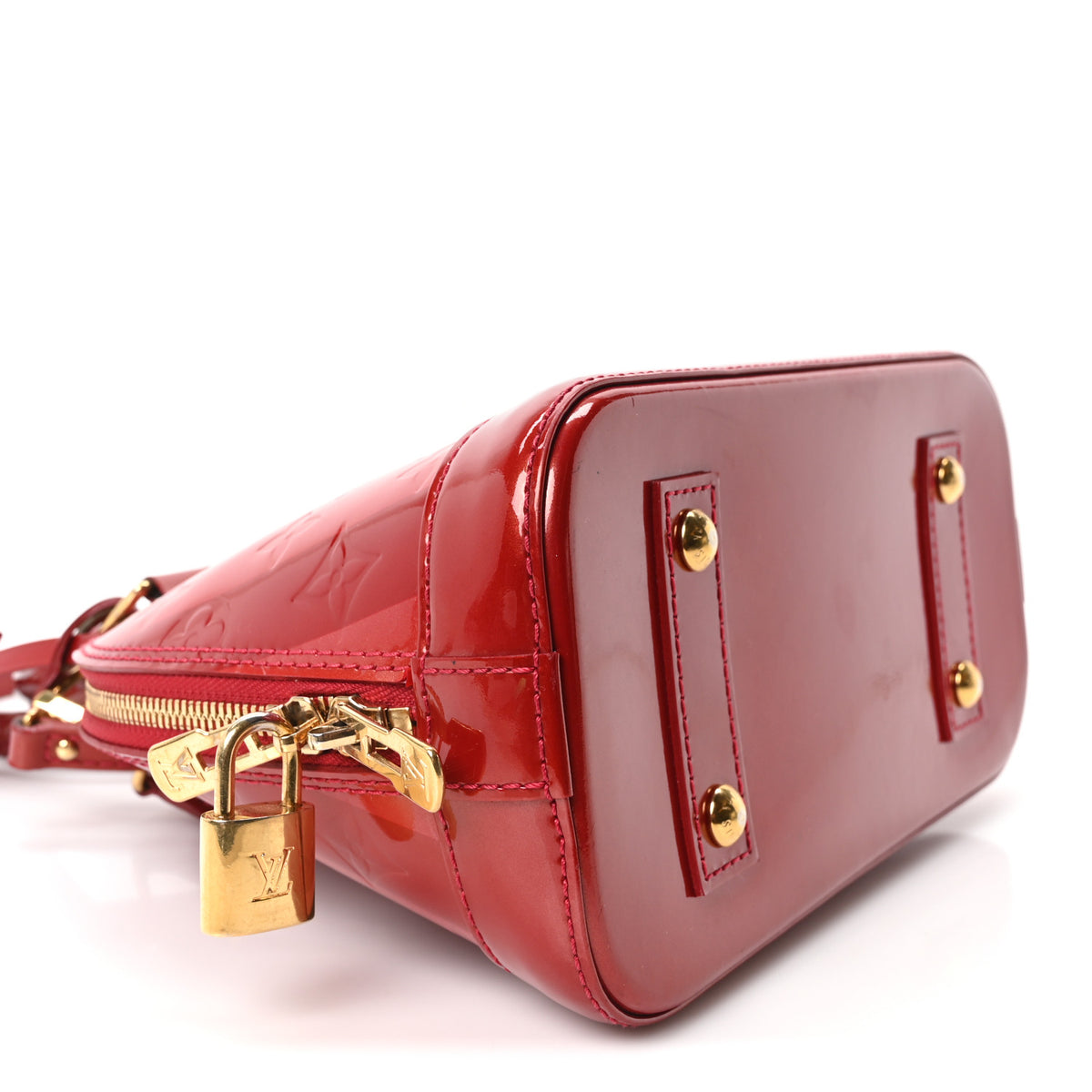 Louis Vuitton Vernis Rayures Alma BB Pomme D'Amour 8 of 9