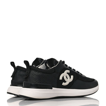 Chanel Calfskin Mesh Lycra Suede Womens Logo Sneakers 35.5 Black 4 of 7