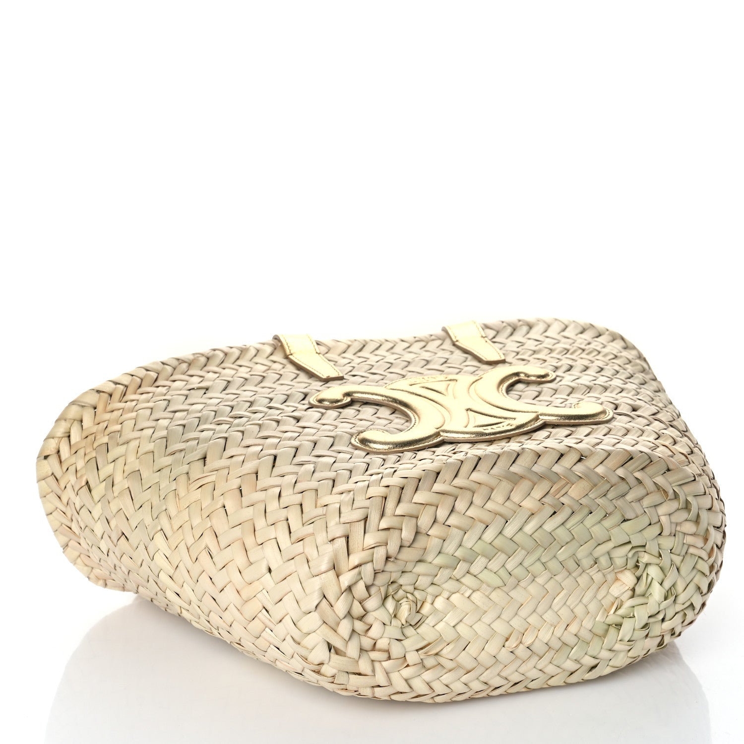 Celine Raffia Calfskin Triomphe Teen Panier Gold 4 of 8