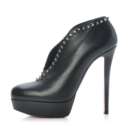 Christian Louboutin Calfskin Studded Miss Fast Plato 140 Platform Booties 39 Black 1 of 23
