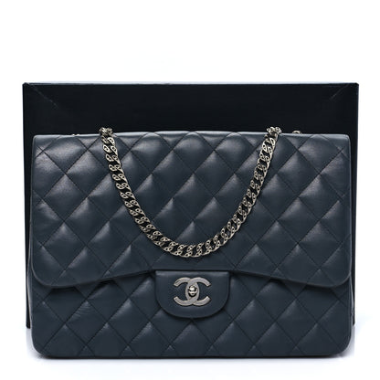 Chanel Lambskin Quilted Jumbo Single Flap Bijoux Chain Dark Grey 10 of 10