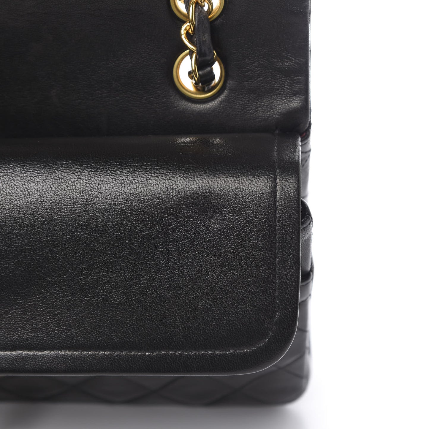 Lambskin Quilted Medium Double Flap Black