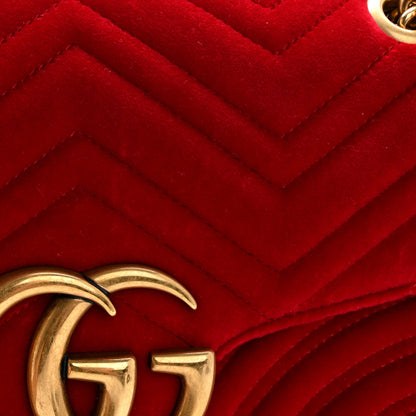 Gucci Velvet Matelasse Medium GG Marmont Shoulder Bag Hibiscus Red 14 of 14