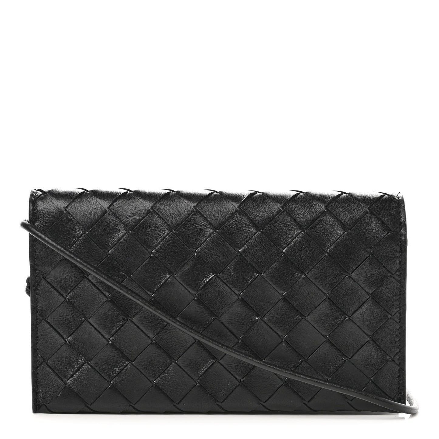 Nappa Intrecciato Wallet on Strap Black