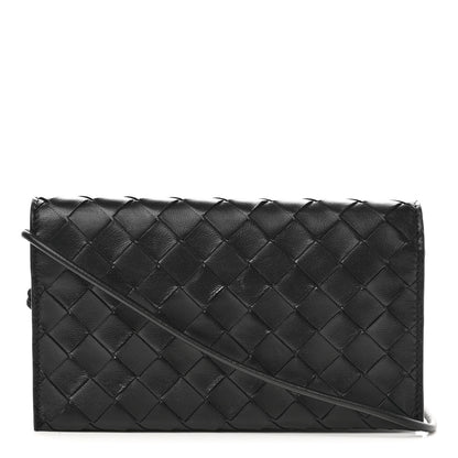 Bottega Veneta Nappa Intrecciato Wallet on Strap Black 1 of 10