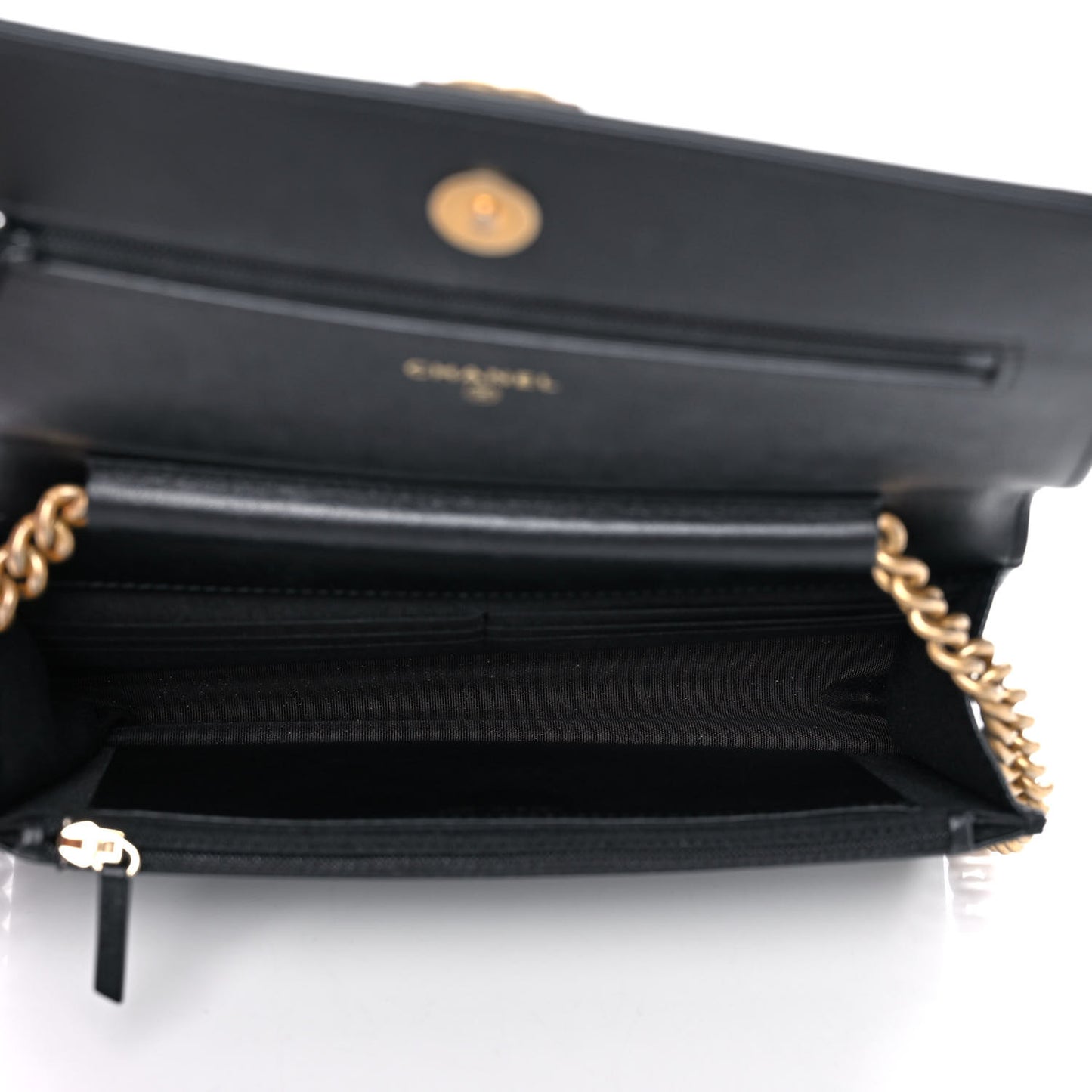 Caviar Quilted Boy Wallet On Chain WOC Black