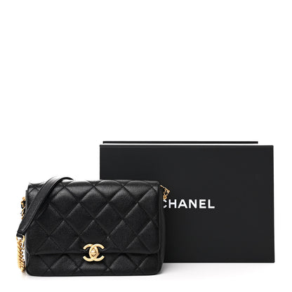 Chanel Shiny Caviar Quilted Small Chain Melody Flap Black 11 of 11