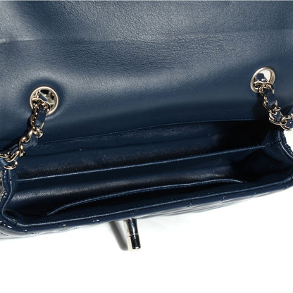 Chanel Patent Chevron Quilted Extra Mini Flap Dark Blue 6 of 9