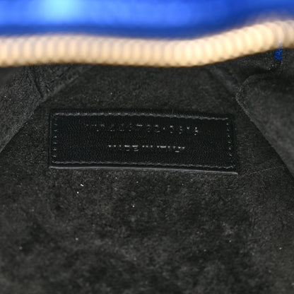 Saint Laurent Metallic Calfskin Matelasse Chevron Monogram Small Love Heart Chain Bag Blue Royal 6 of 10