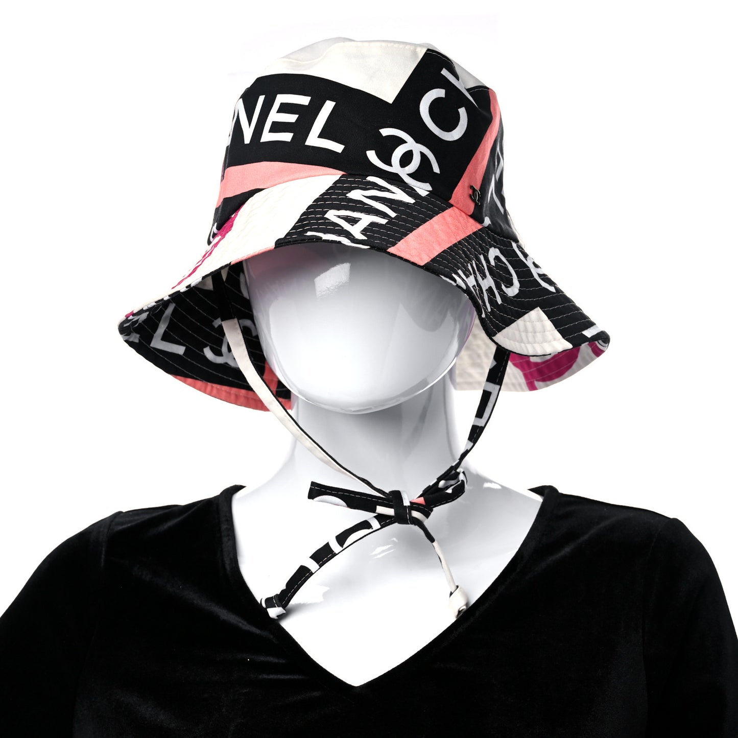 Cotton Logo Cloche Hat L Ecru Black Pink