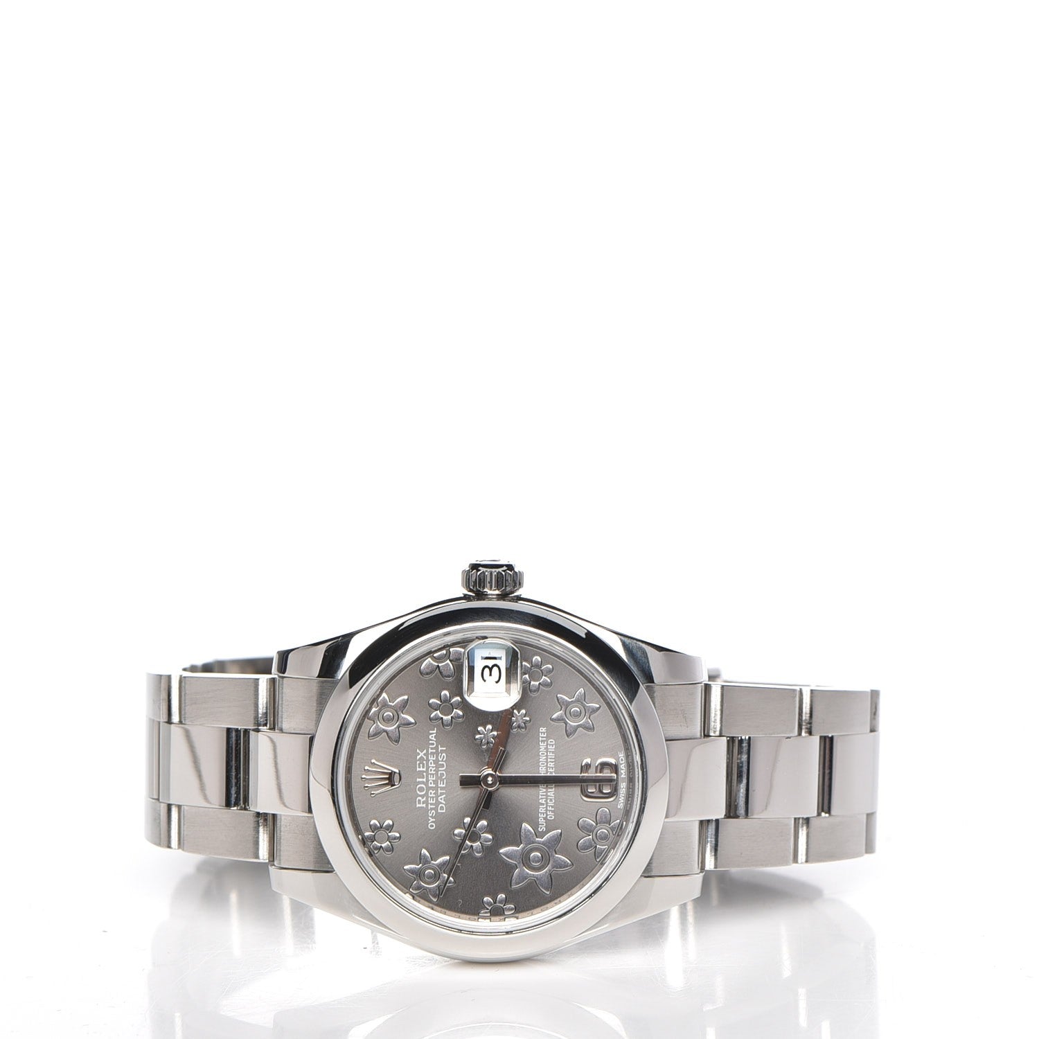 Rolex Stainless Steel 31mm Oyster Perpetual Datejust Watch Rhodium Flowers 178240 3 of 6