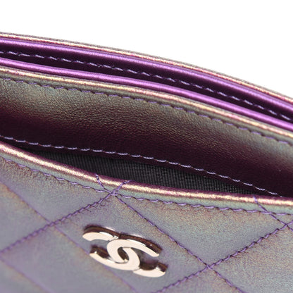 Chanel Iridescent Lambskin Quilted Card Holder Purple 12 of 14