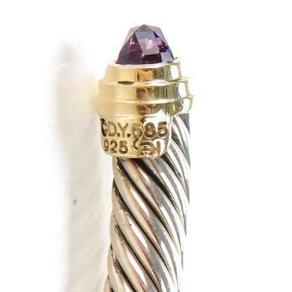 David Yurman Sterling Silver 14K Yellow Gold Amethyst 5mm Cable Classics Petite Color Bracelet 5 of 5