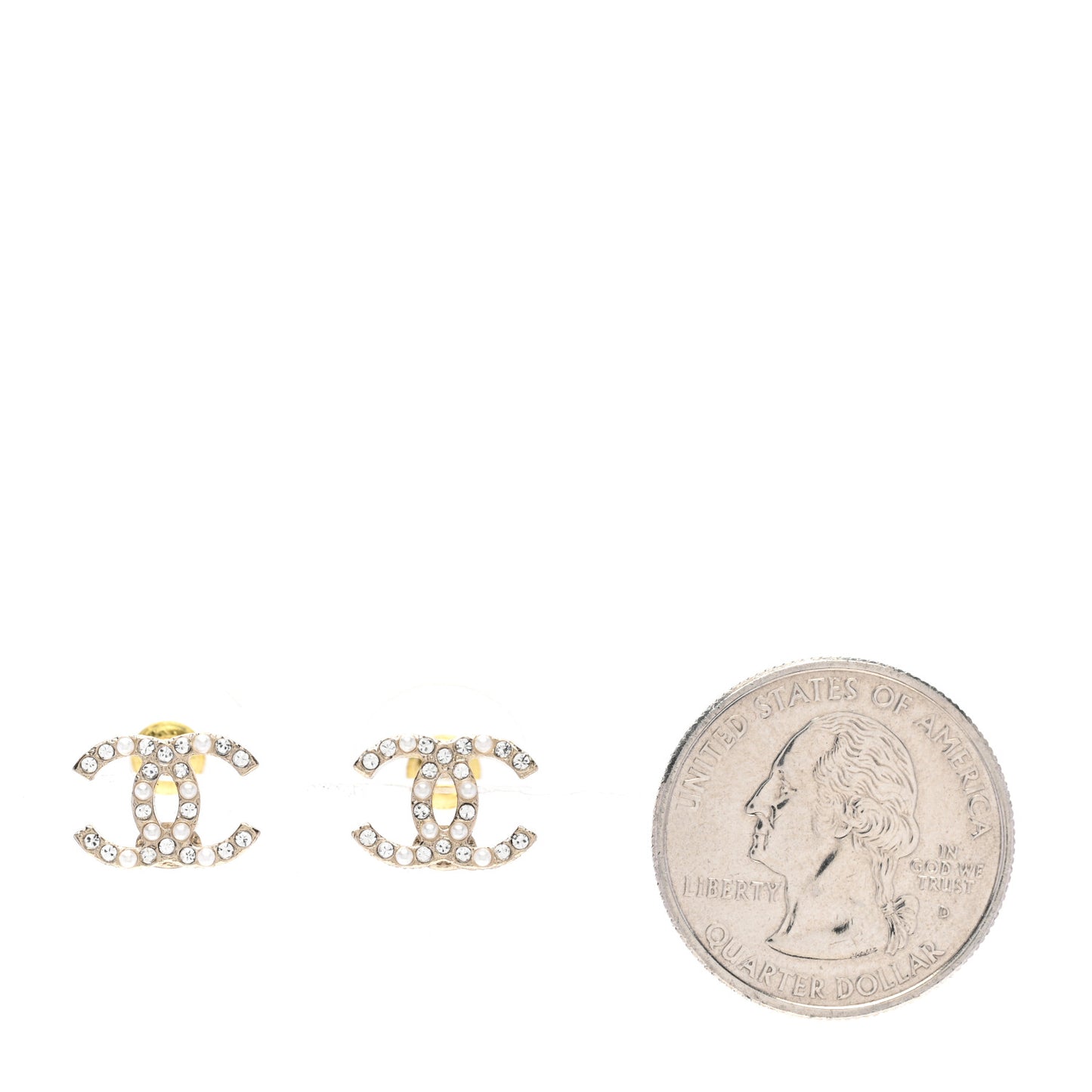 Crystal Pearl Mini Timeless CC Earrings Gold