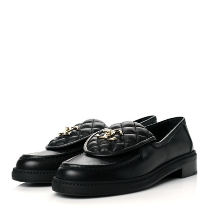 Chanel Lambskin Quilted CC Turnlock Loafers 38.5 Black 3 of 10