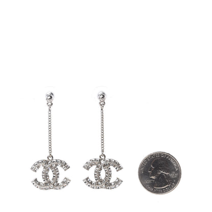 Chanel Baguette Crystal CC Drop Earrings Silver 2 of 6