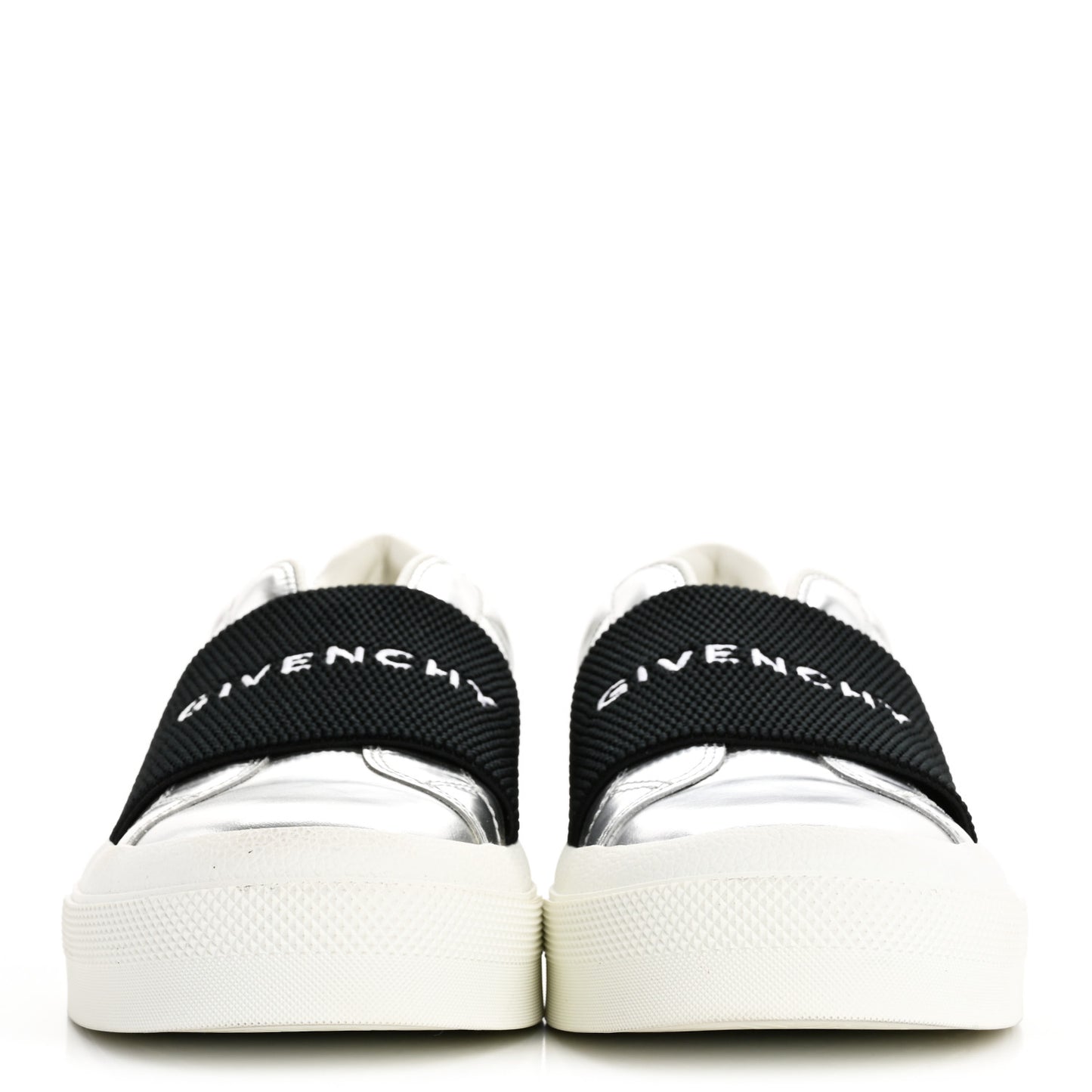 Calfskin Band Logo Womens City Sneakers 41 Silvery