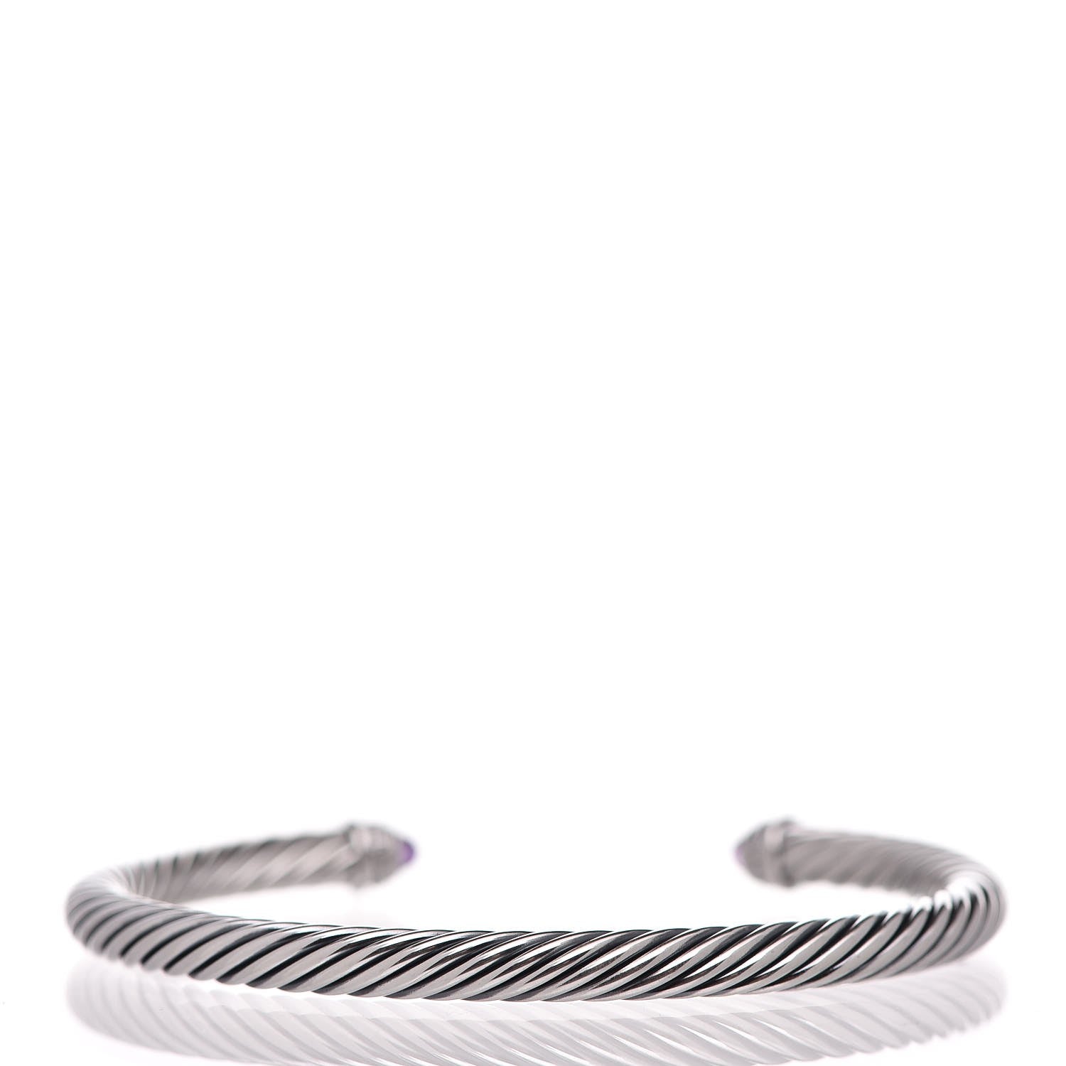 David Yurman Sterling Silver Diamond Amethyst 5mm Cable Classics Bracelet 3 of 5
