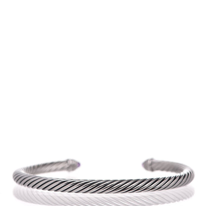 David Yurman Sterling Silver Diamond Amethyst 5mm Cable Classics Bracelet 3 of 5
