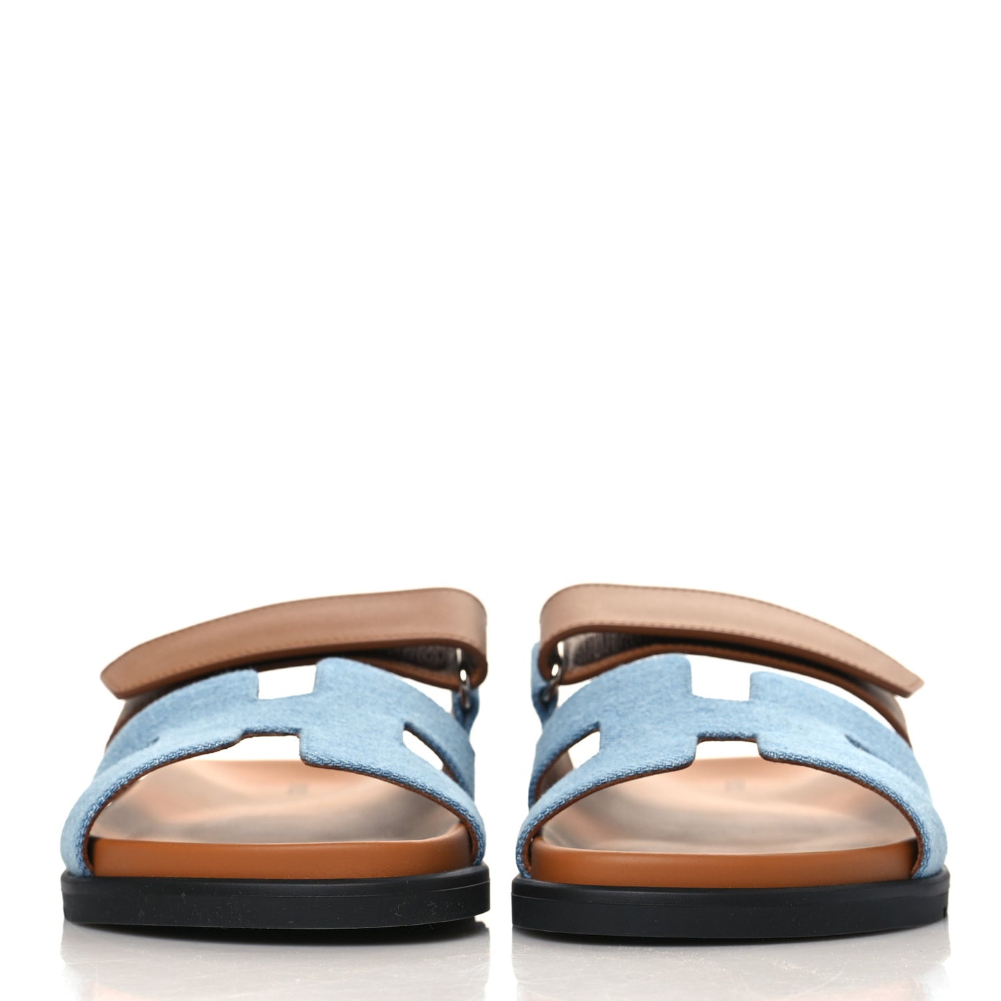 Denim Calfskin Womens Chypre Sandals 38 Bleu Clair Naturel