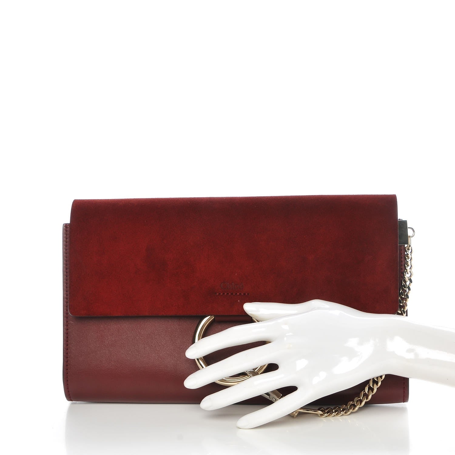 Chloe Suede Calfskin Faye Clutch Plum Purple 2 of 10