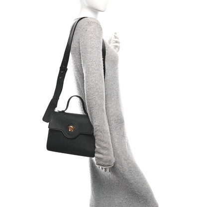 Versace Calfskin La Medusa Top Handle Shoulder Bag Black 2 of 10