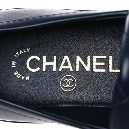 Chanel Lambskin Quilted CC Turnlock Loafers 36 Navy 9 of 11