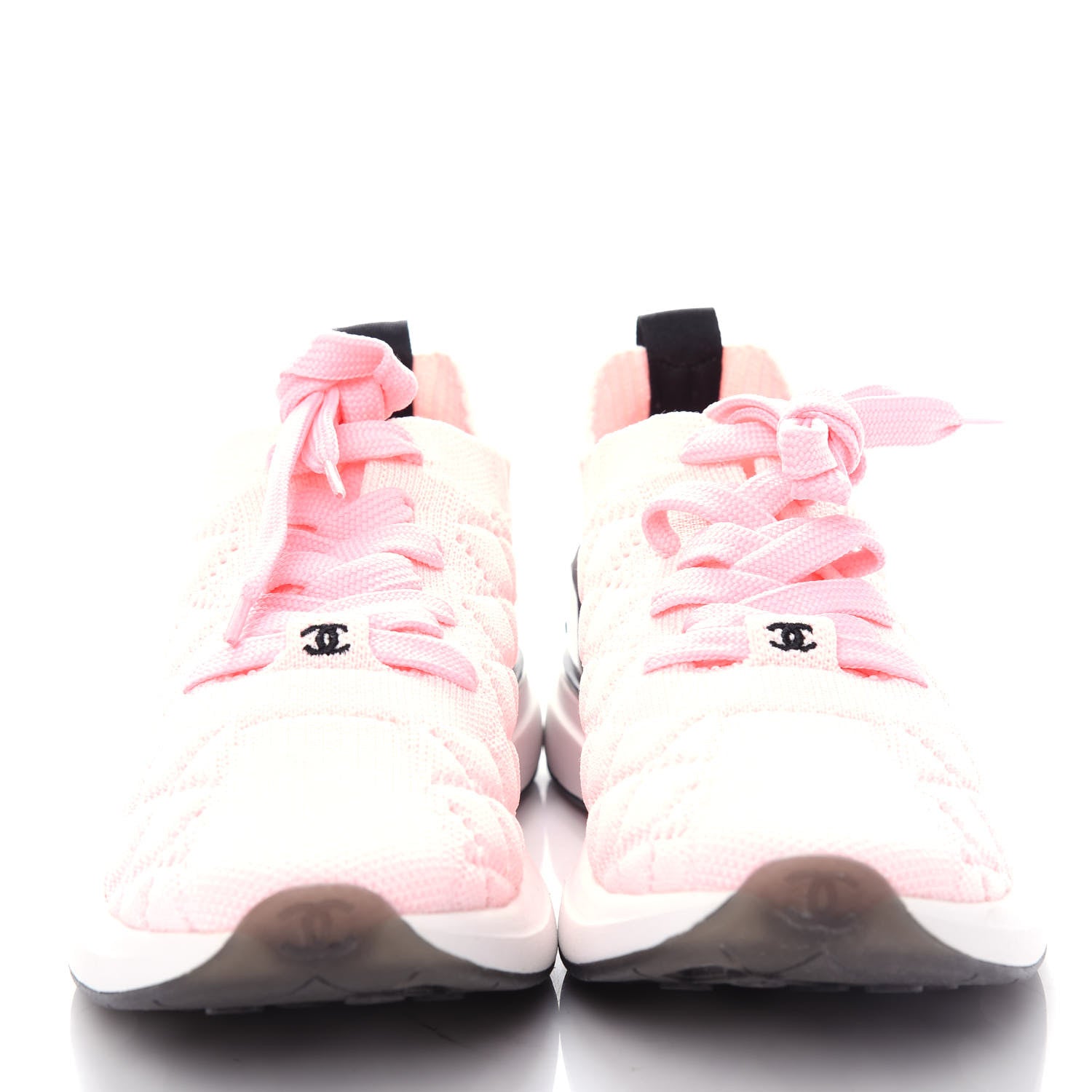 Chanel Mixed Fibers Quilted Womens CC Sneakers 37 Light Pink 5 of 10