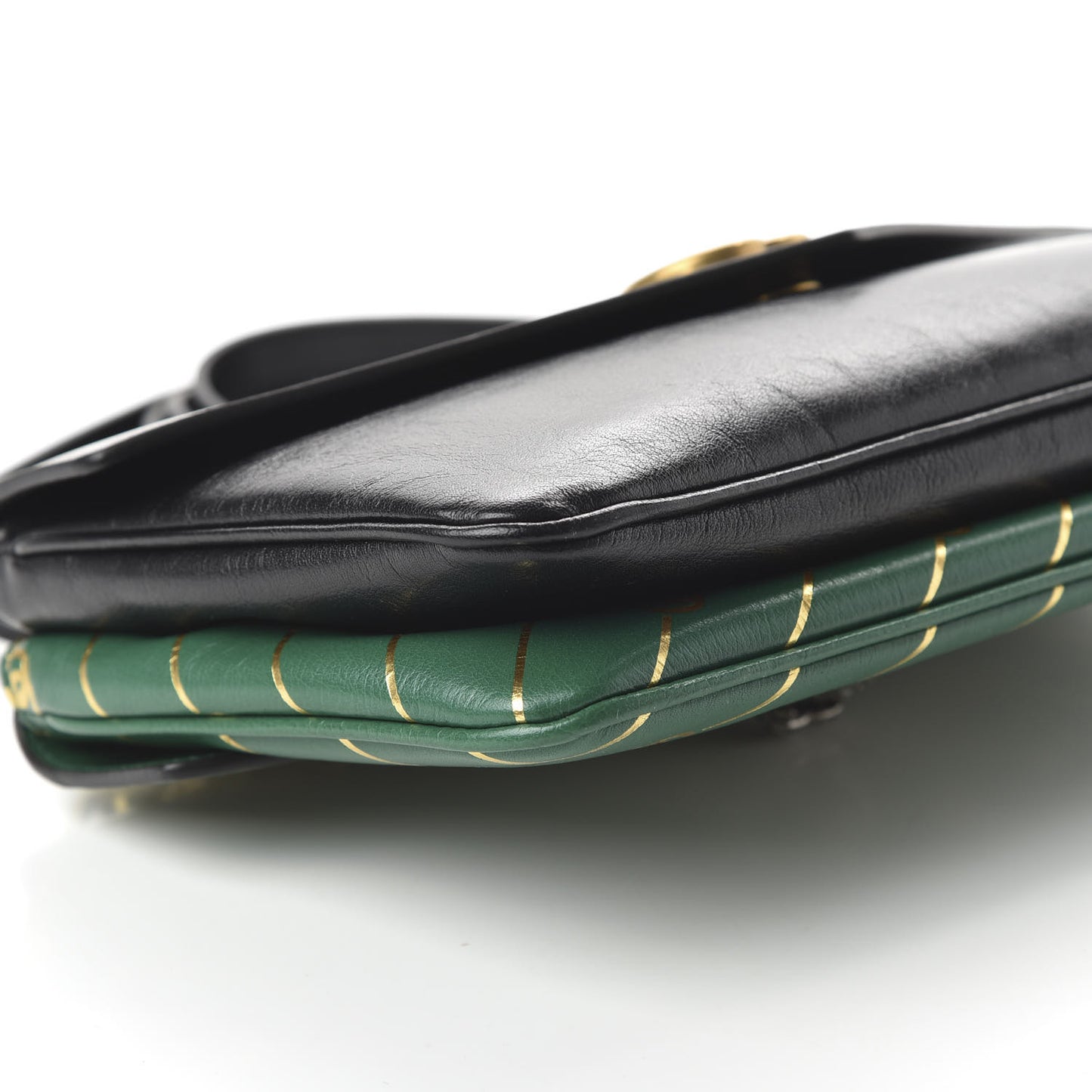 Calfskin Diagonal GG Medium Thiara Double Envelope Shoulder Bag Emerald Green Black