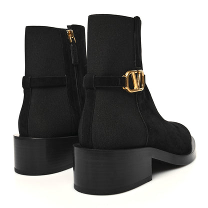 Valentino Garavani Suede VLogo 30mm Ankle Boots 39 Black 4 of 9