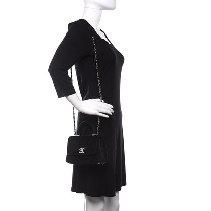 Chanel Velvet Crystal Quilted Extra Mini Coco Handle Flap Black 2 of 12