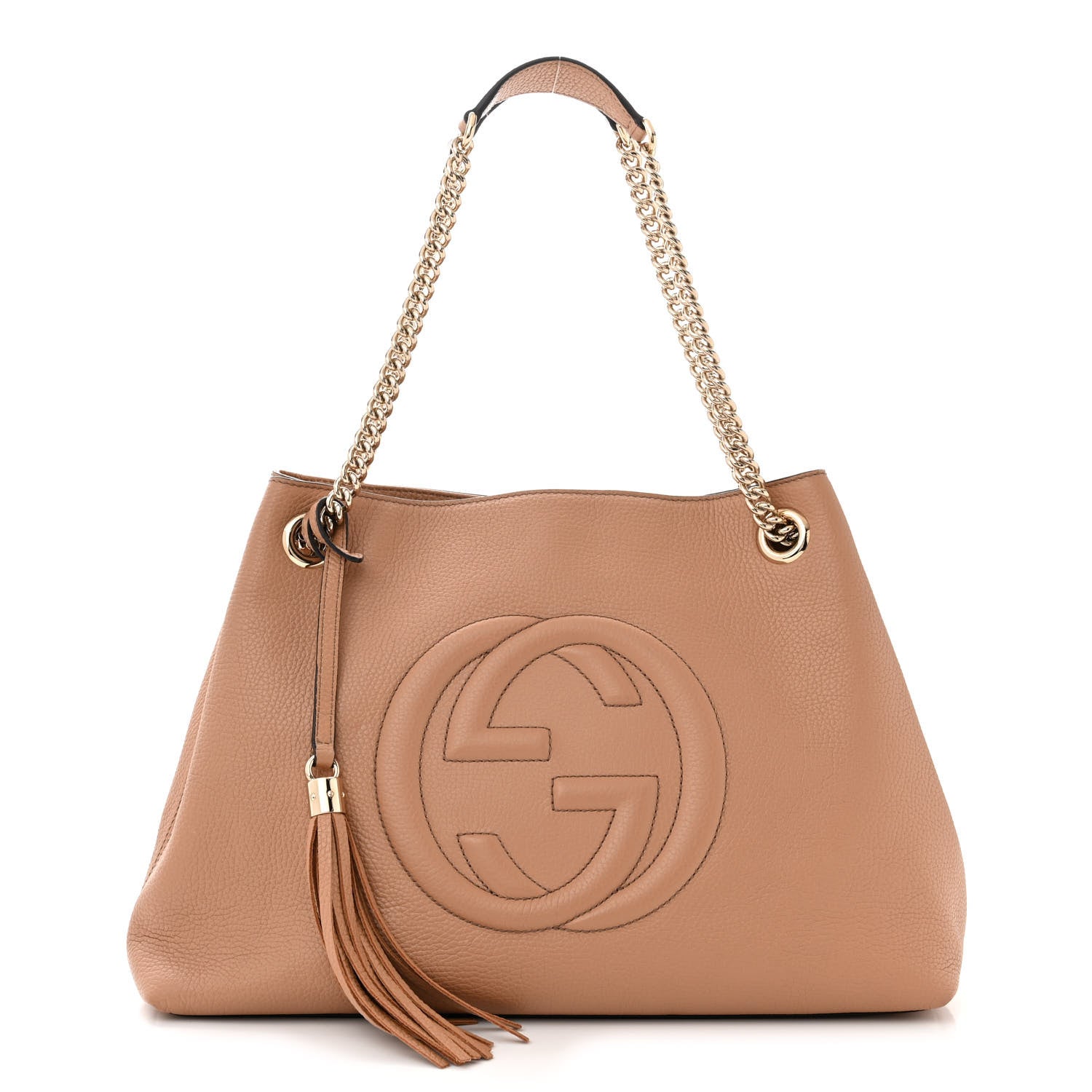 Gucci Pebbled Calfskin Medium Soho Chain Shoulder Bag Camelia 1 of 10