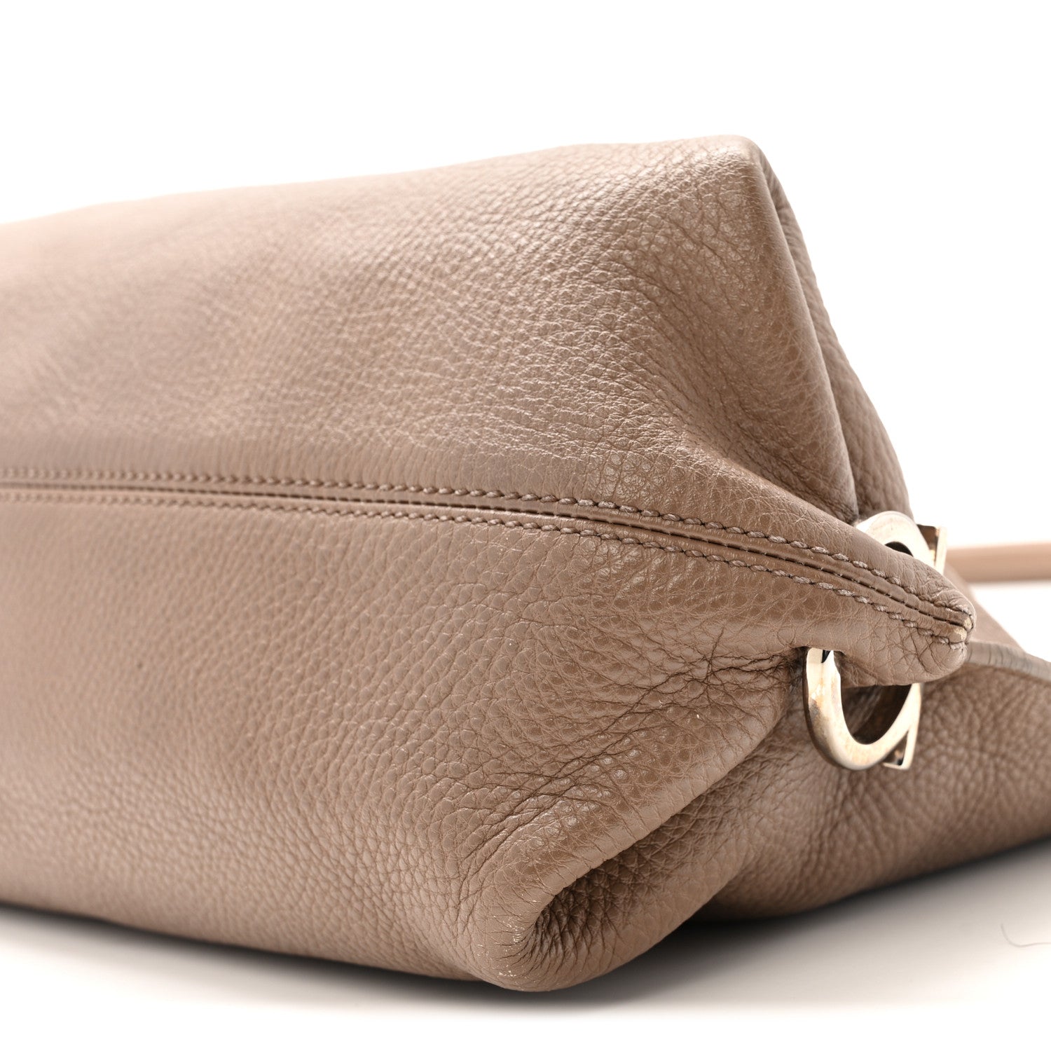 Salvatore Ferragamo Calfskin Fanisa Gancini Large Hobo Beige 10 of 15