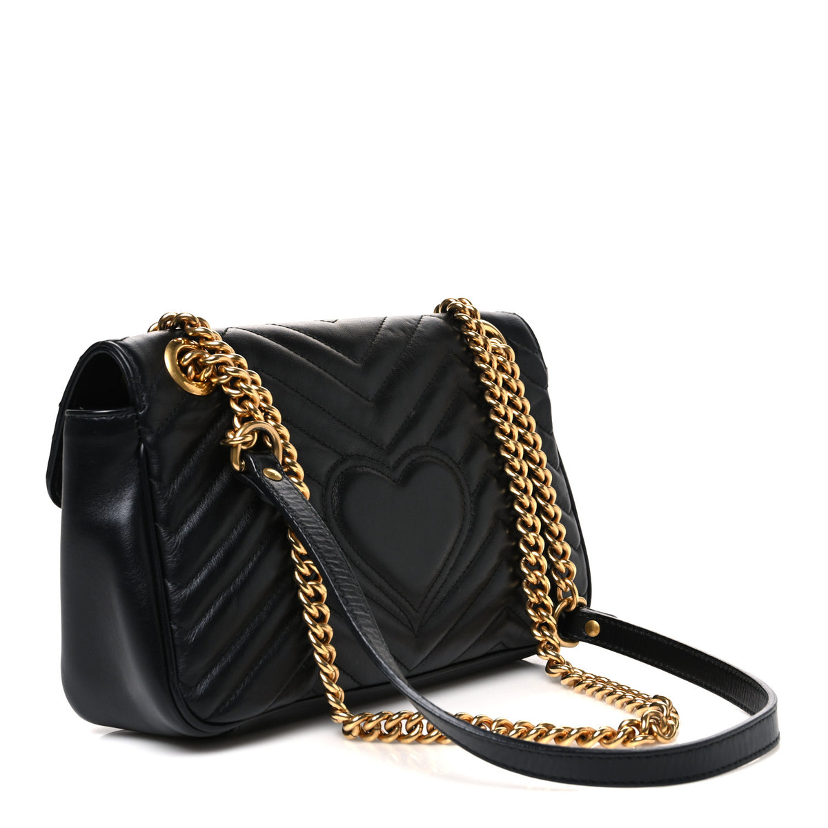 Gucci Calfskin Matelasse Small GG Marmont Shoulder Bag Black 3 of 10
