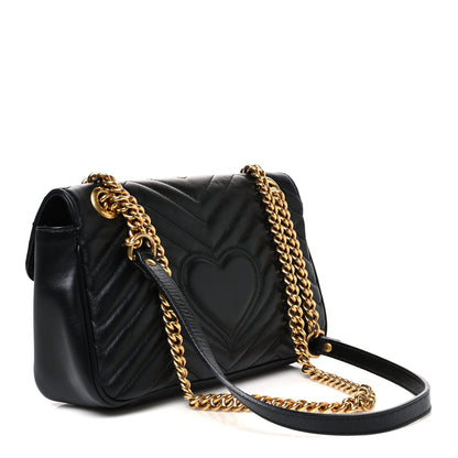 Gucci Calfskin Matelasse Small GG Marmont Shoulder Bag Black 3 of 10