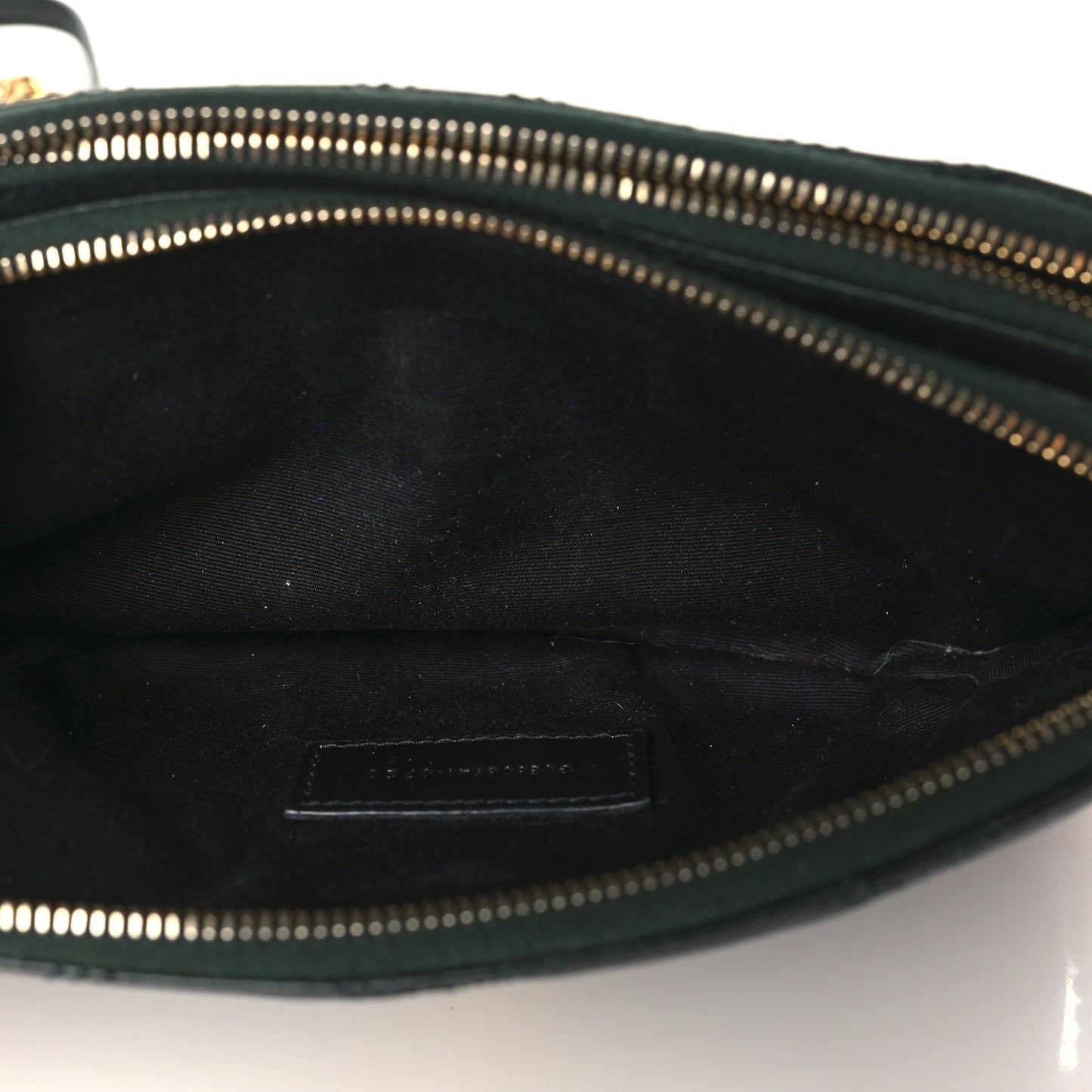 Grained Lambskin Quilted Mini Becky Double Zip Bag Dark Green