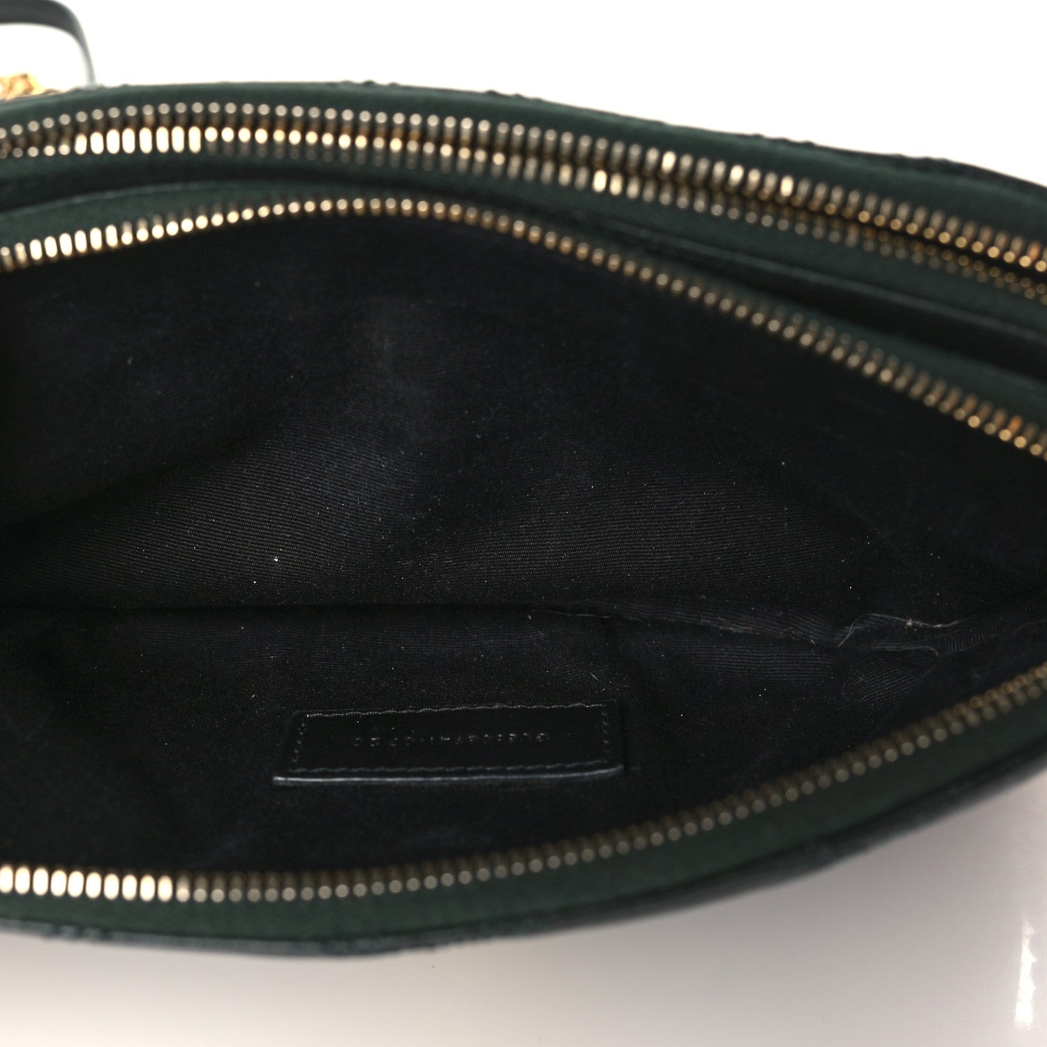 Saint Laurent Grained Lambskin Quilted Mini Becky Double Zip Bag Dark Green 6 of 11