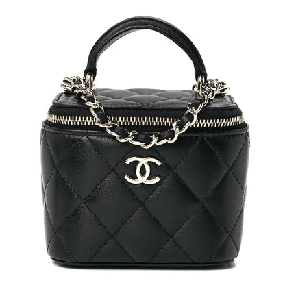 Chanel Lambskin Quilted Top Handle Mini Vanity Case With Chain Black 1 of 12