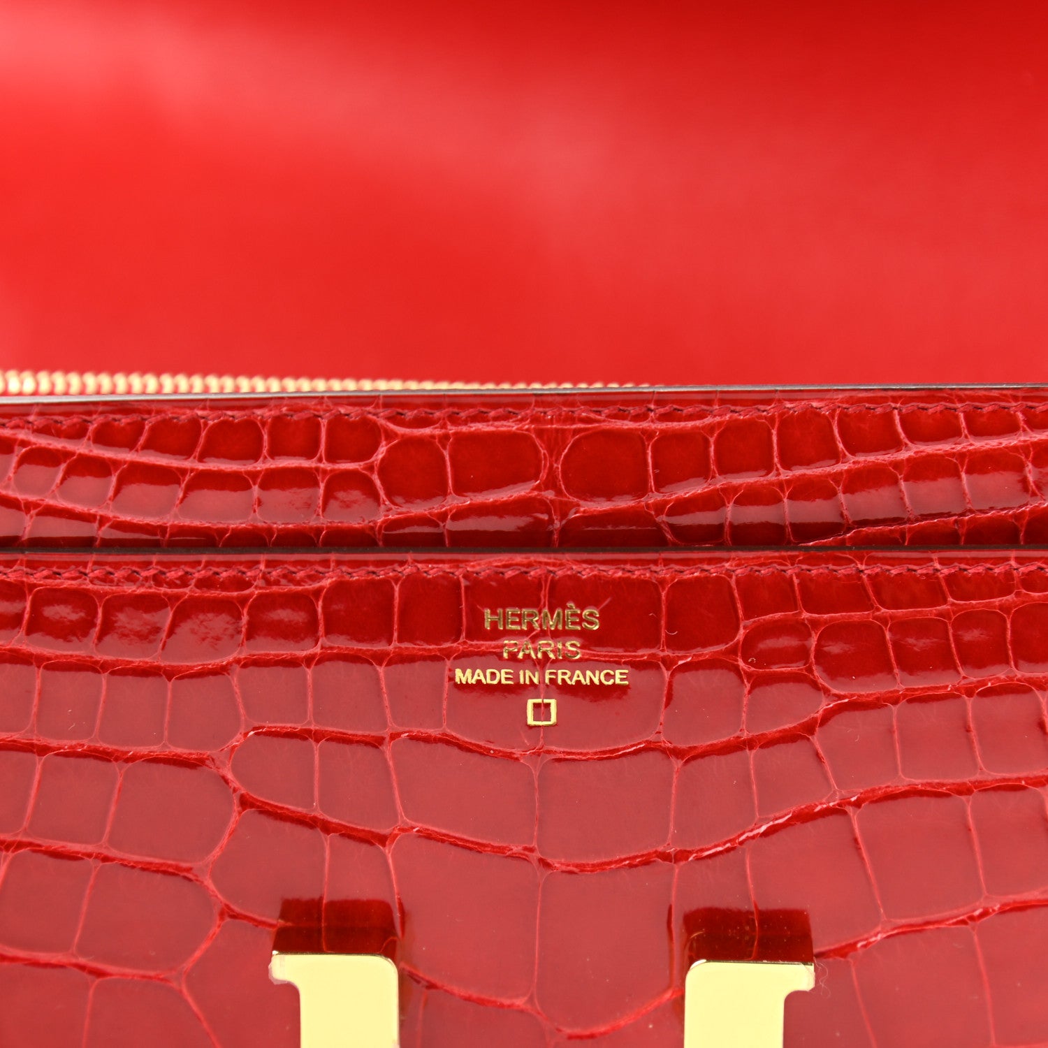 Hermes Shiny Alligator Constance Long Wallet Rouge De Coeur 6 of 7