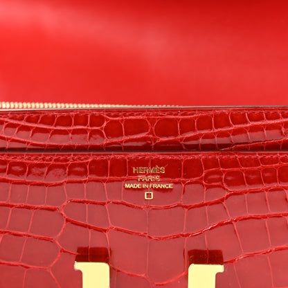 Hermes Shiny Alligator Constance Long Wallet Rouge De Coeur 6 of 7